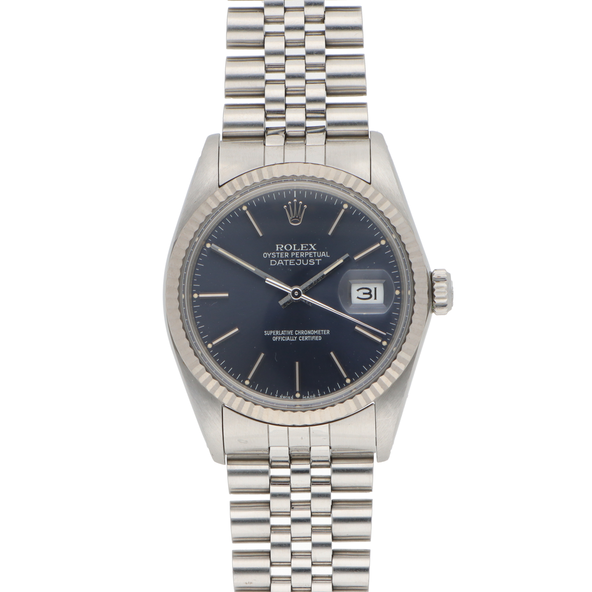 Vintage 1987 Rolex Datejust stainless steel and white gold automatic wristwatch