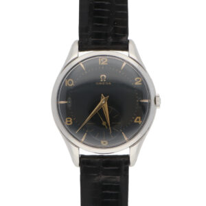 Vintage 1955 Omega Jumbo Steel Manual Wind Black Dial Watch