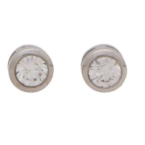 Round Brilliant Cut Diamond Stud Earrings in White Gold