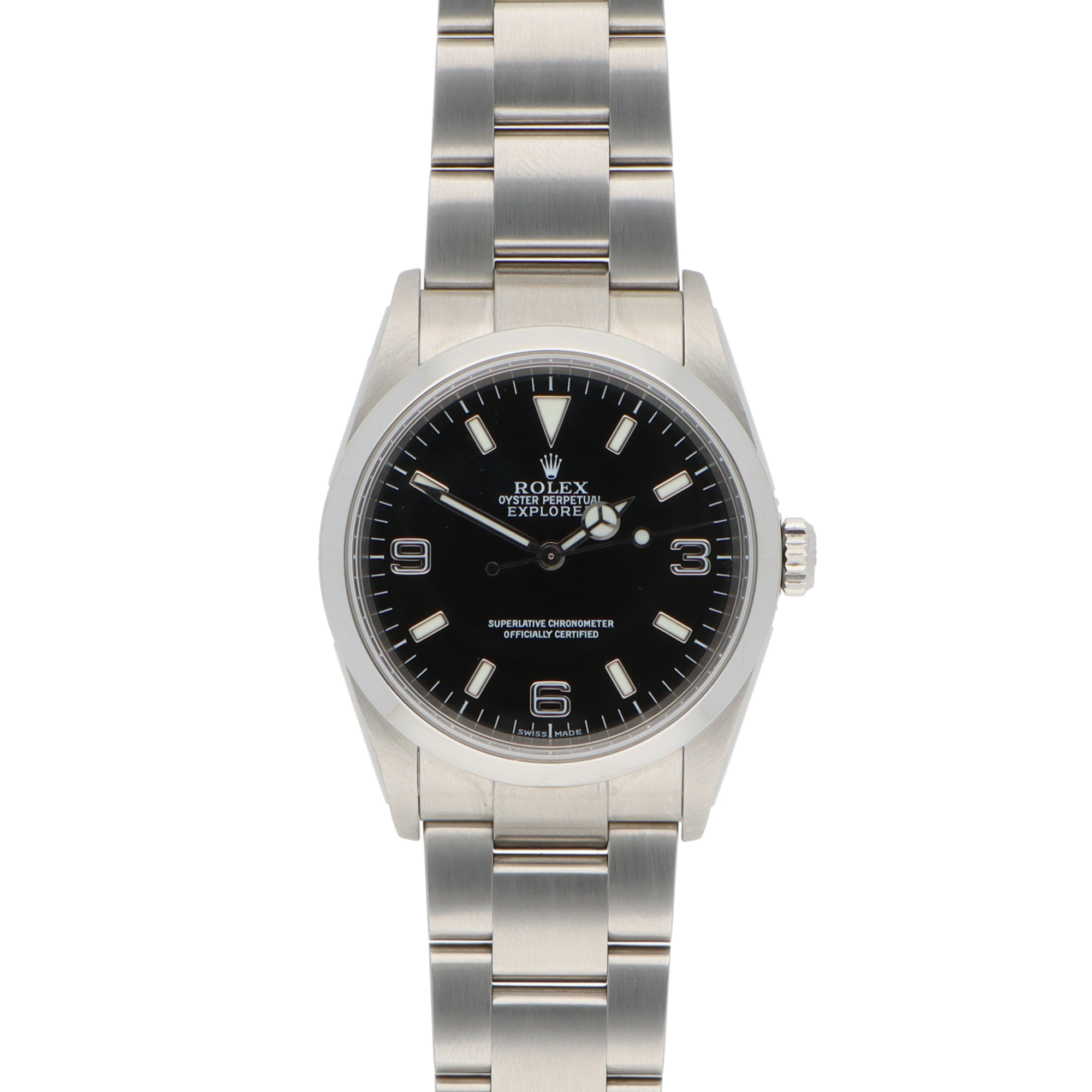 Viintage 2002 Rolex Explorer I Steel Watch with Black Dial