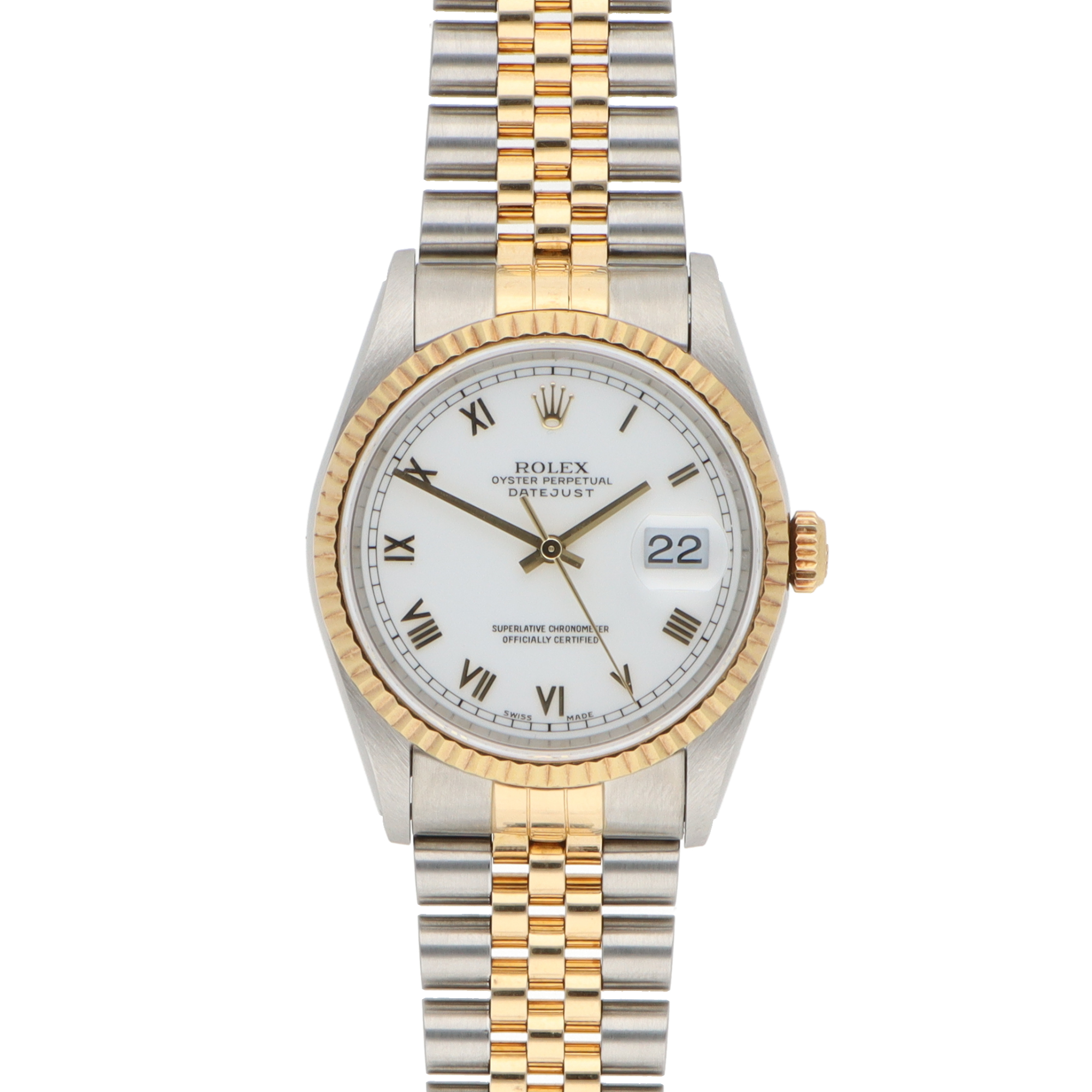 Vintage 1996 Rolex Datejust stainless steel and yellow gold wristwatch