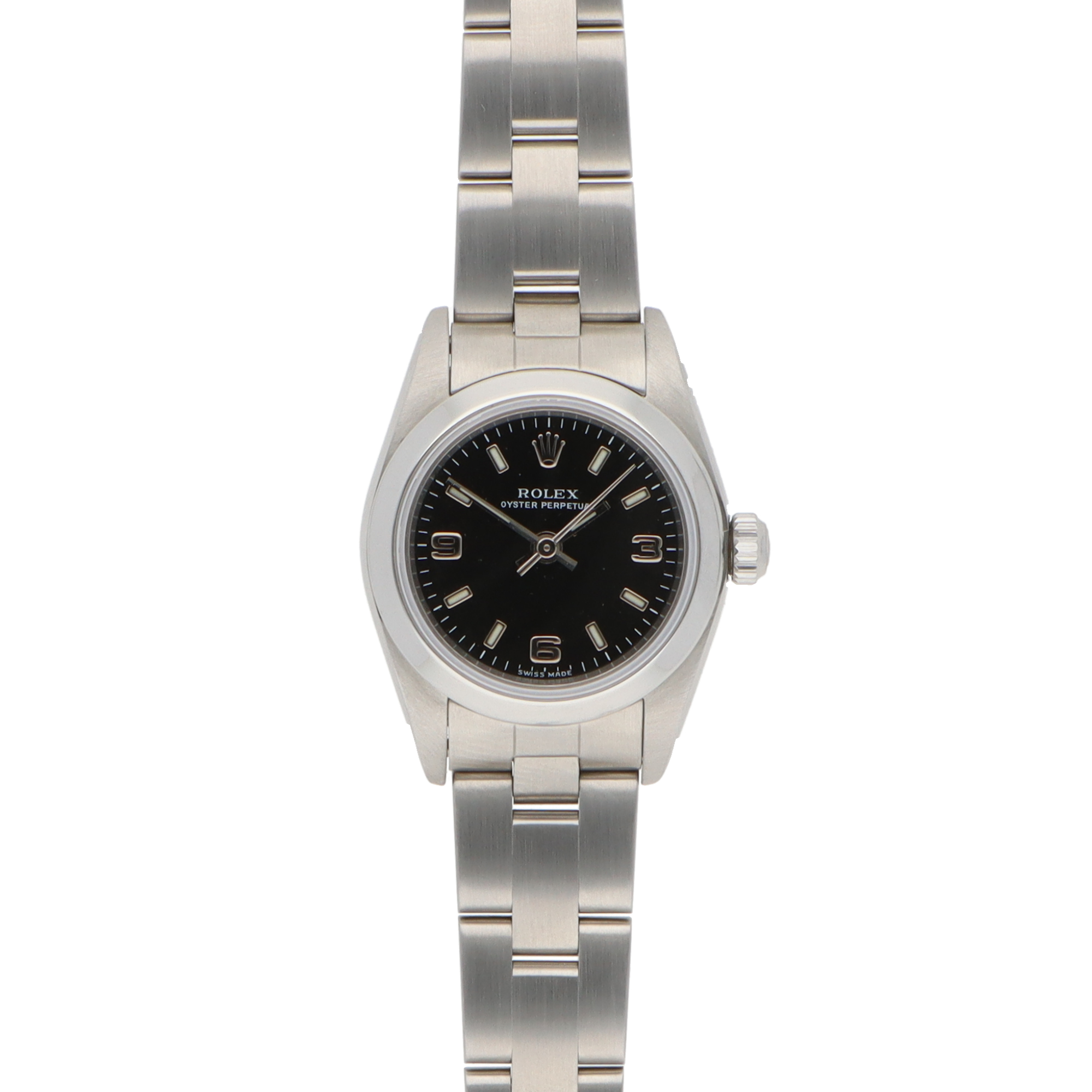 Vintage 1999 Rolex Oyster Perpetual Steel Watch with Black Dial