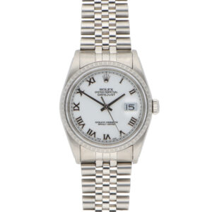 Vintage 2000 Rolex Datejust Watch with White Dial