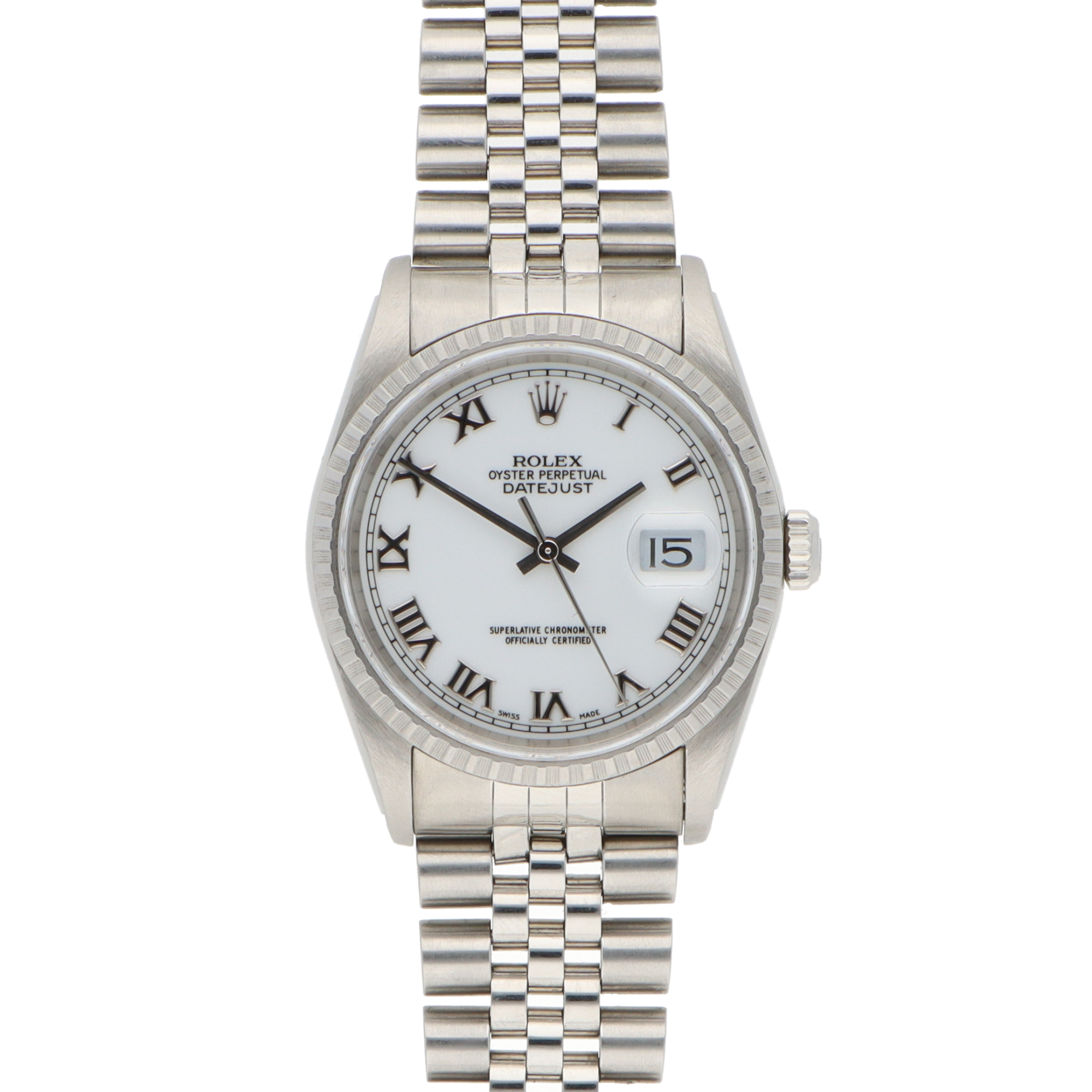 Vintage 2000 Rolex Datejust Watch with White Dial