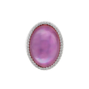 Vintage Roberto Coin Amethyst, Shell and Diamond Oval Ring in White Gold