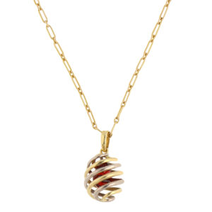 Vintage Cartier Spiral Pendant Necklace in Yellow and White Gold