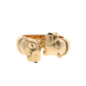 Vintage Panthère de Cartier Double Headed Panther Ring in Yellow Gold, Size 54