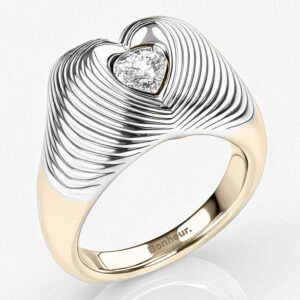 Emmeline Clear Quartz Chunky Heart Ring – Rhodium Plated / 6