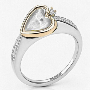 Laure Heart Stacking Ring – Rhodium Plated / 6