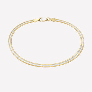 Barbara Two-Tone Diamond-Cut Herringbone Bracelet – 7″