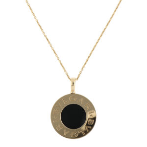 Vintage Bulgari Tondo Onyx Large Disc Pendant Necklace