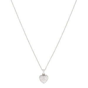 Vintage Cartier Heart Pavé Diamond Pendant in White Gold