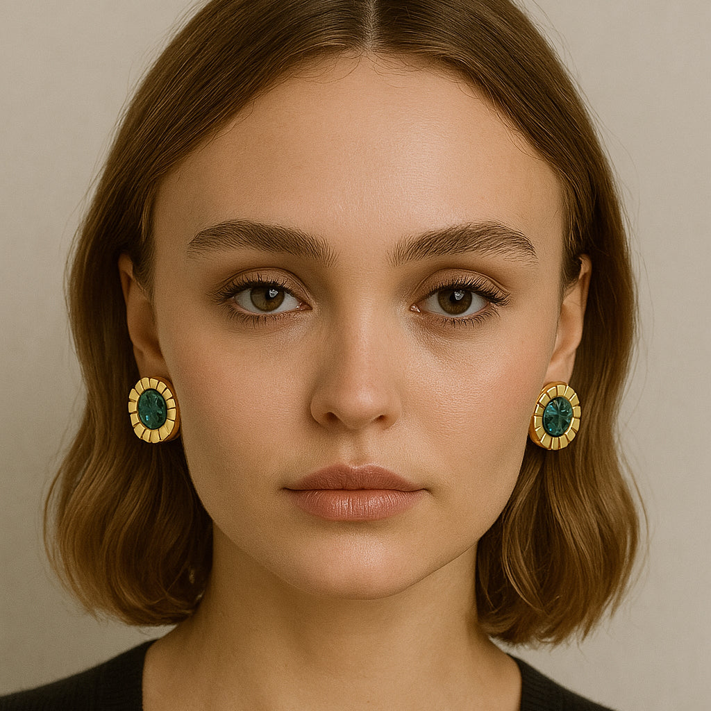 Karoline Circle Stud Earrings - 18k Gold Plated / 1"