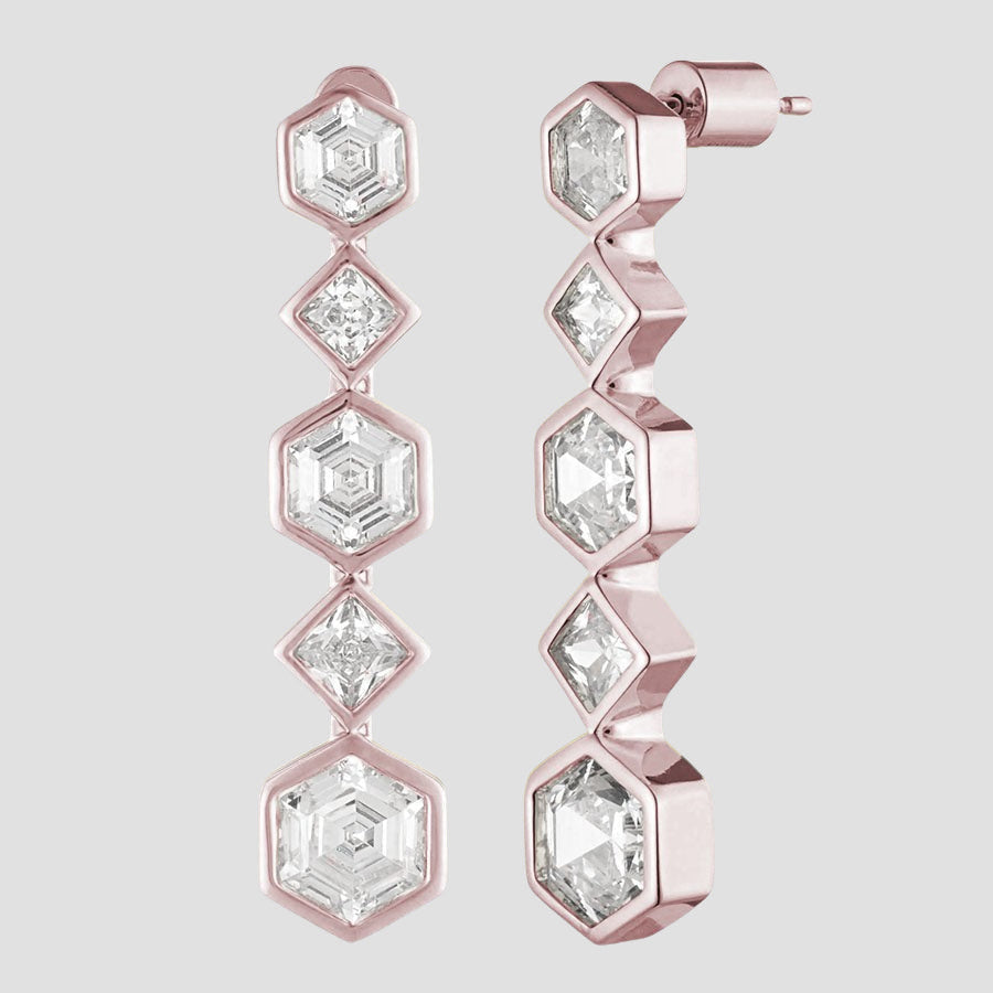 Milou Gem Drop Earrings - 18k Rose Gold Plated