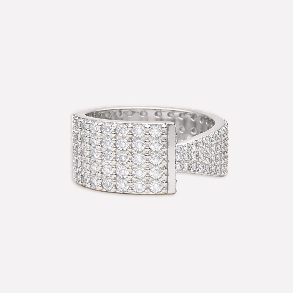 Monet Asymmetrical Ring - 7 / Rhodium Plated