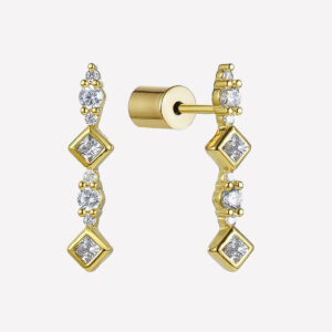 Évangeline Bar Stud Earrings – Rhodium Plated