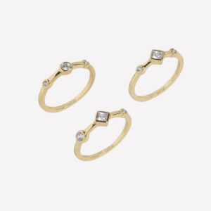 Bridgette Bezel Set Rings – 7 / 18k Rose Gold Plated / Ruby Swarovski Crystals