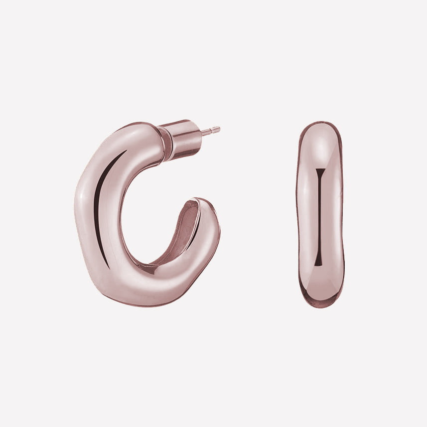 Lya Bubble Hoop Earrings - 18k Rose Gold Plated Brass