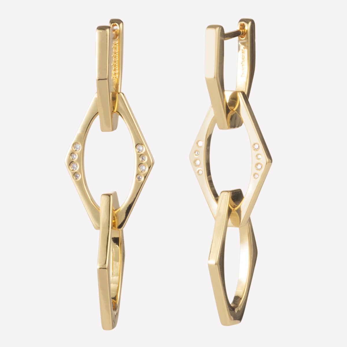 Billie Chain Drop Earrings - Rhodium Plated