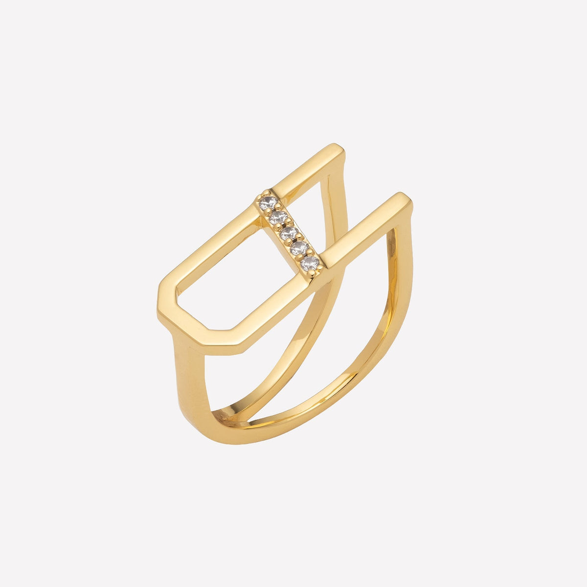 Ariella Chunky Initial Ring - Rhodium Plated Brass / 6