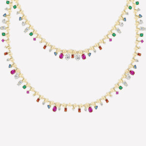 Noemi Colorful Beaded Necklace – Rhodium Plated
