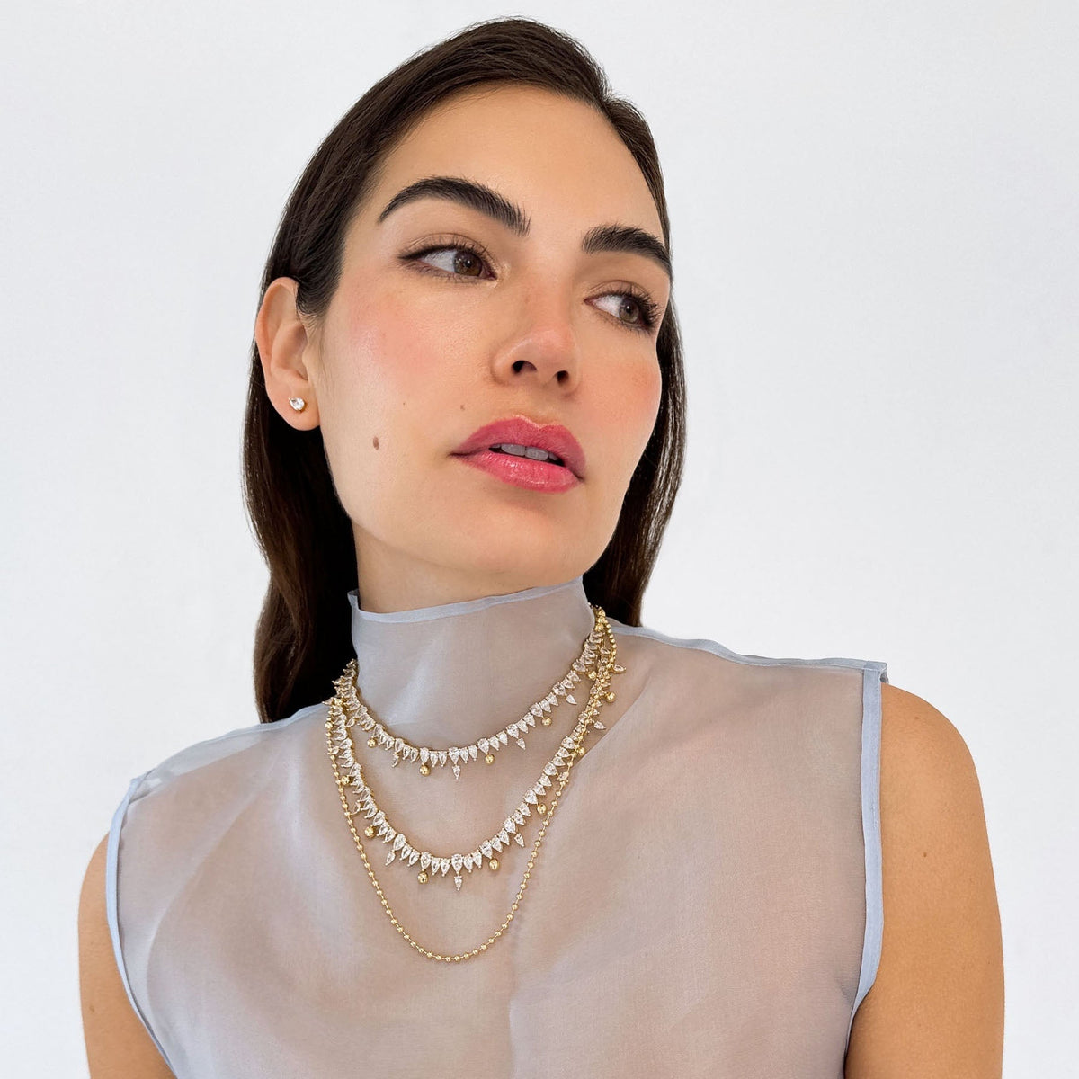 Evelyne Crystal Beaded Necklace - 18k Gold Plated
