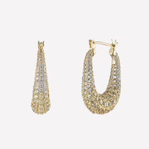 Cybele Crystal Hoop Earrings – Rhodium Plated