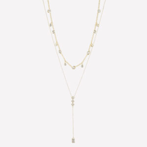 Josephine Crystal Lariat Necklace – 18k Gold Plated / White