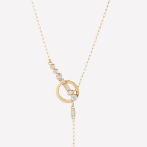 Federica Crystal Lariat Necklace – 18k Rose Gold Plated