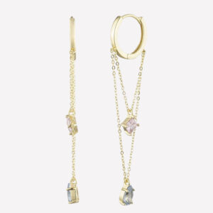 Vivienne Dangle Hoop Earrings – 18k Rose Gold Plated