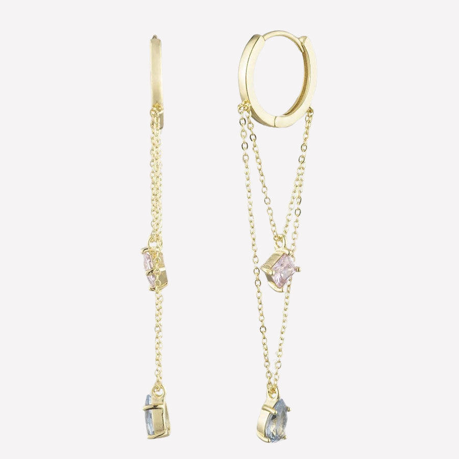 Vivienne Dangle Hoop Earrings - 18k Gold Plated