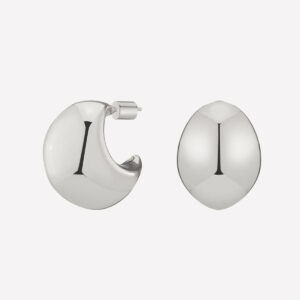 Halé Dome Hoops – Rhodium Plated