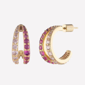 Mariah Double Earring Hoops – Rhodium Plated