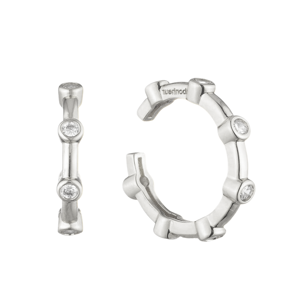 Diana Earlobe Cuff Earrings - Rhodium Plated