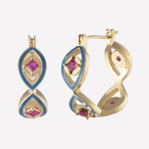 Shiva Enamel Hoop Earrings – Blue