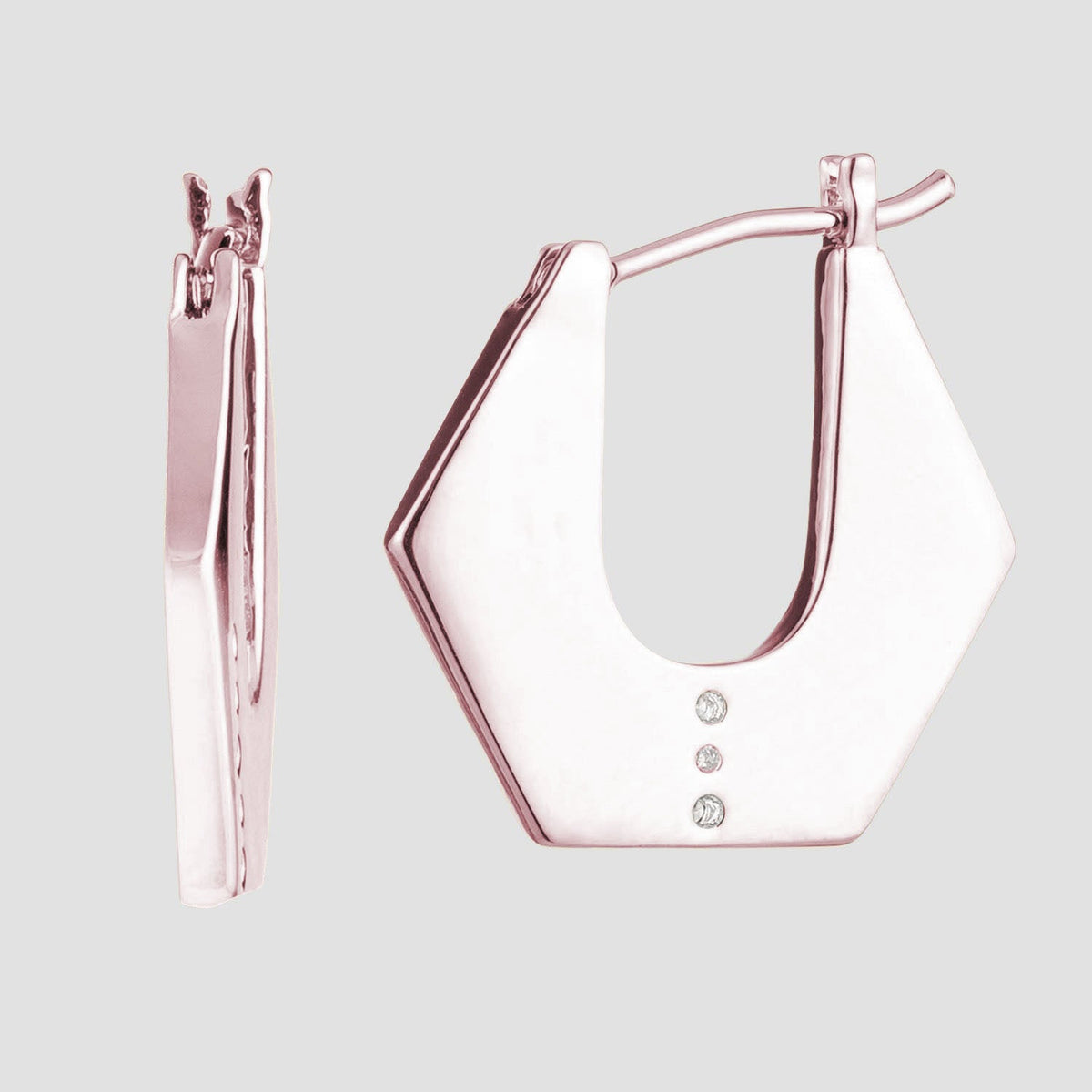 Mireille Flat Hoop Earrings - 18k Rose Gold Plated