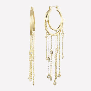 Juliette Fringe Hoop Earrings – 18k Gold Plated