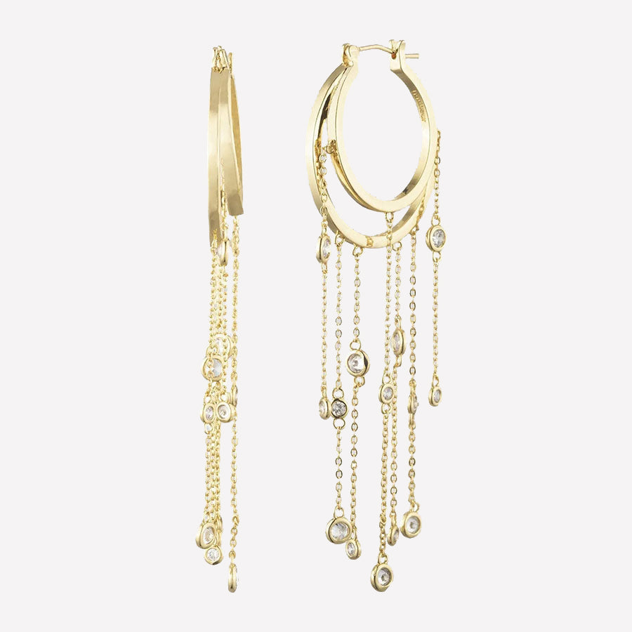 Juliette Fringe Hoop Earrings - 18k Gold Plated