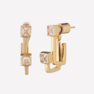 Maelenn Gold Ear Jacket Earrings – White / 18k Gold Plated