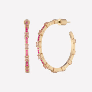 Elisa Gold Hoop Earrings – 18k Gold Plated / Magenta