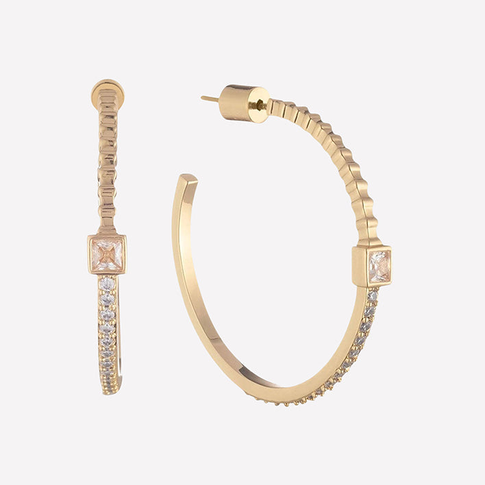 Maud Ribbed Hoop Earrings - 18k Gold Plated