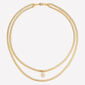 Lucile Gold Round Snake Chain – 18k Gold Plated / Green