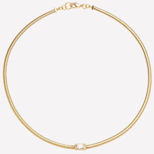 Igi Gold Snake Chain Necklace – White / 18k Gold Plated