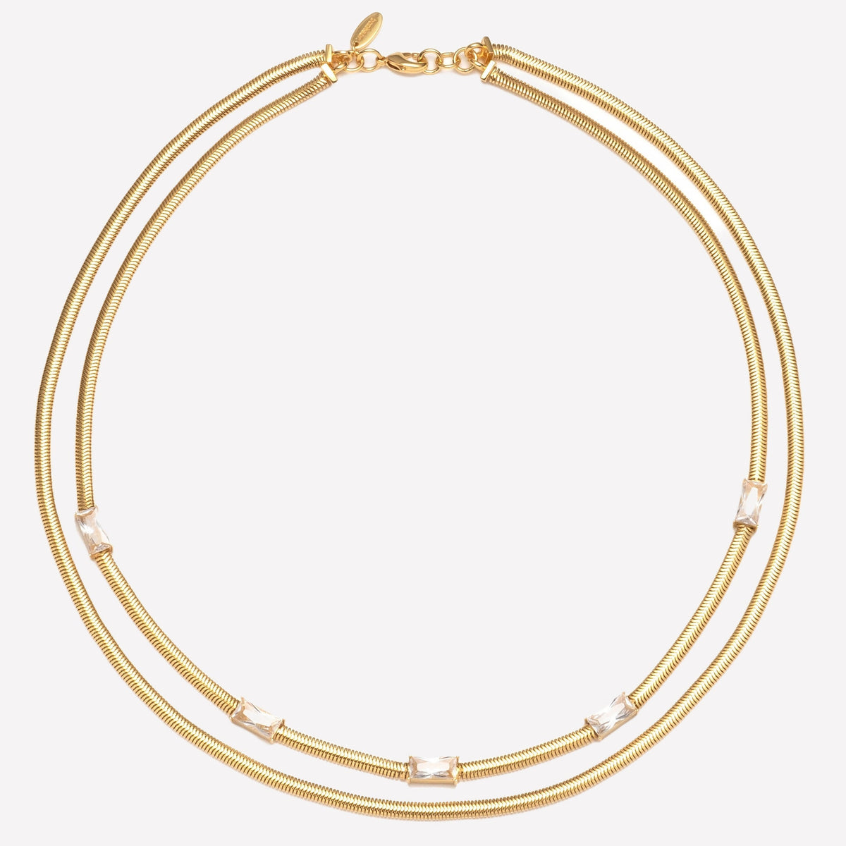 Delphine Gold Snake Chain Necklace - White / 18k Gold Plated