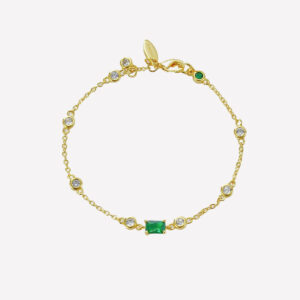 Josette Green Crystal Bracelet – 18k Rose Gold Plated Brass