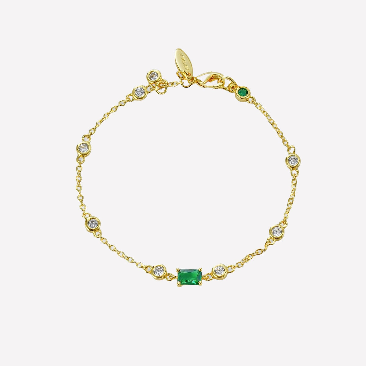 Josette Green Crystal Bracelet - 18k Rose Gold Plated Brass