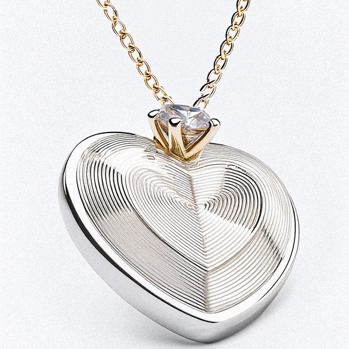 Simone Heart Gemstone Pendant - Rhodium Plated