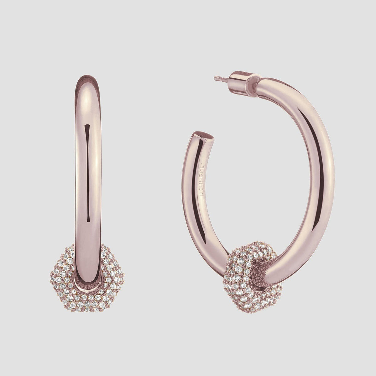 Poppy Hoop Earrings with Charm - 18k Rose Gold Plated