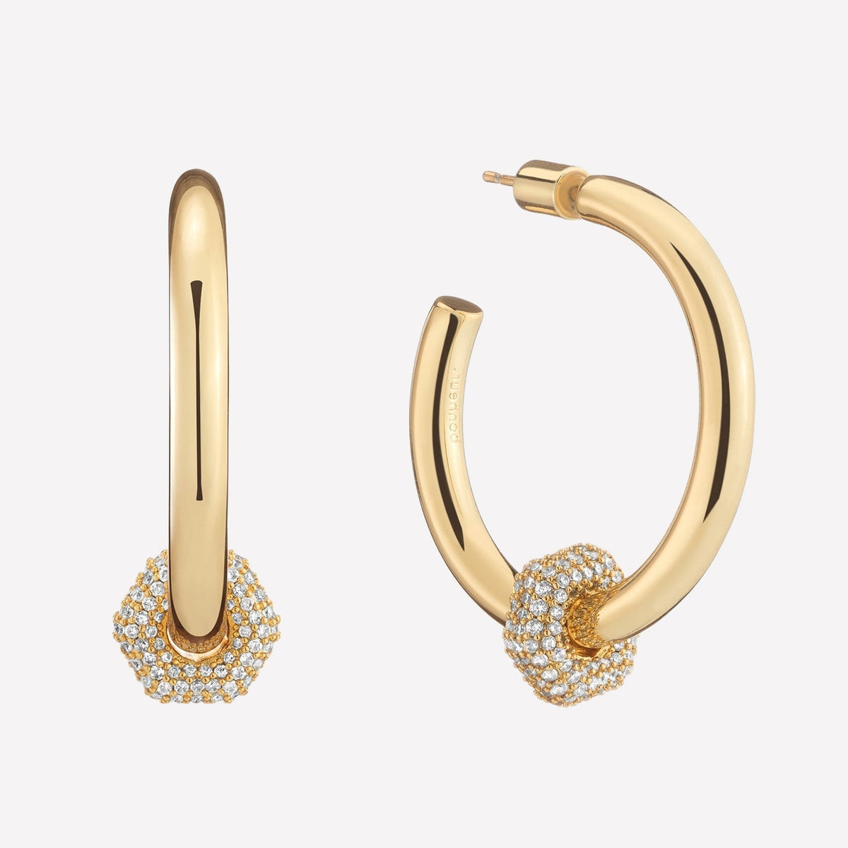 Poppy Hoop Earrings with Charm - 18k Gold Plated