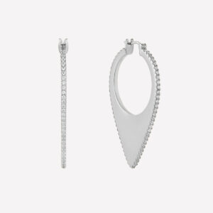 Violette Large Pave Hoop Earrings – Rhodium Plated